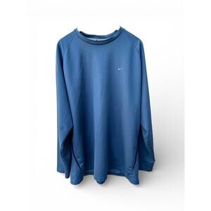 Nike Vintage Silver Tag Long Sleeve Shirt Large Tall Blue